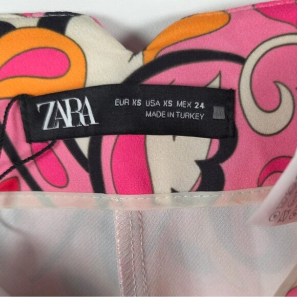 NWT ZARA Paisley Floral Straight Leg High Waist Pants 1478/935 Size XS - Picture 6 of 13